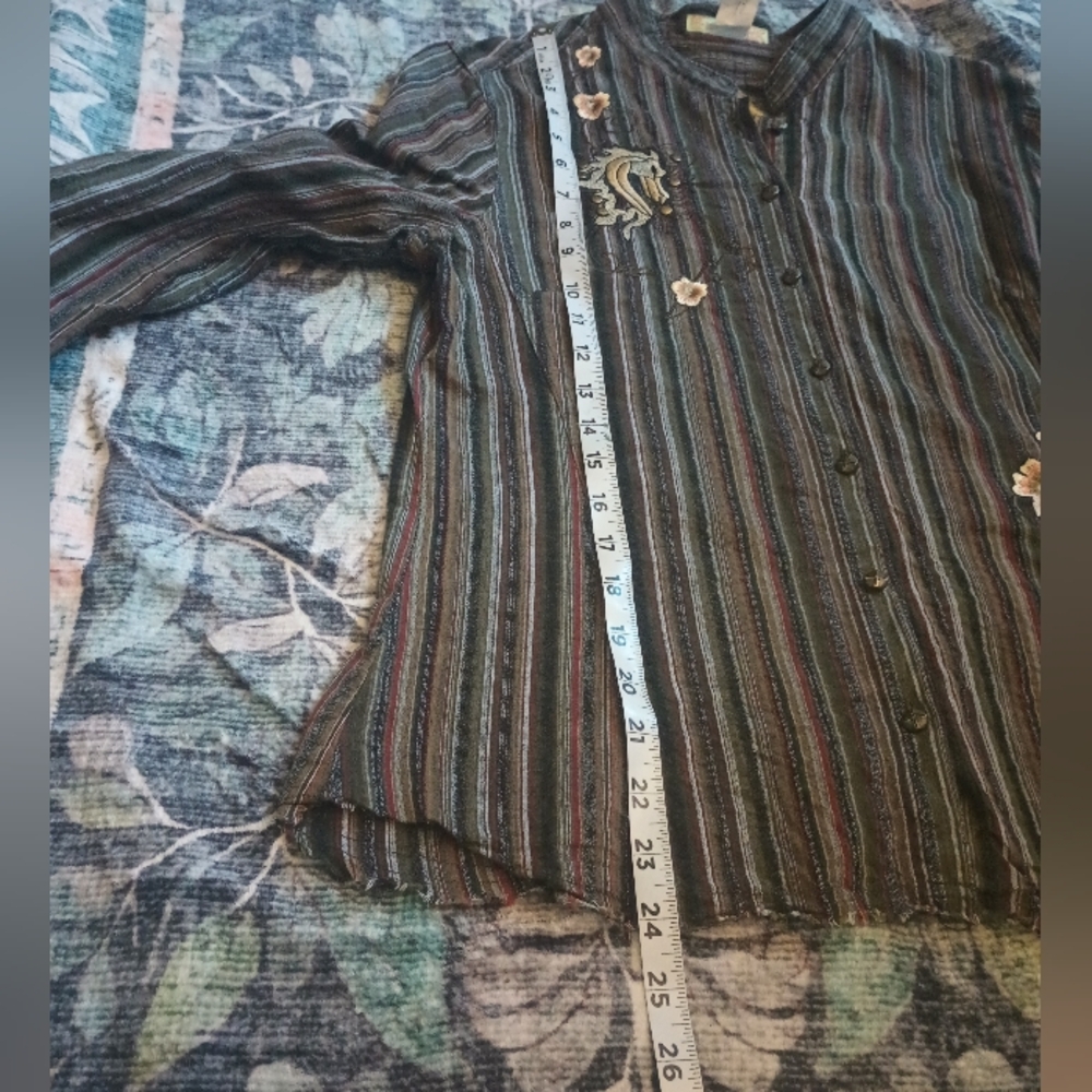 Patch 22 Y2K Indie Button Up Top Juniors L Horse Stud Artsy Boho Hippie Eclectic - Picture 10 of 11